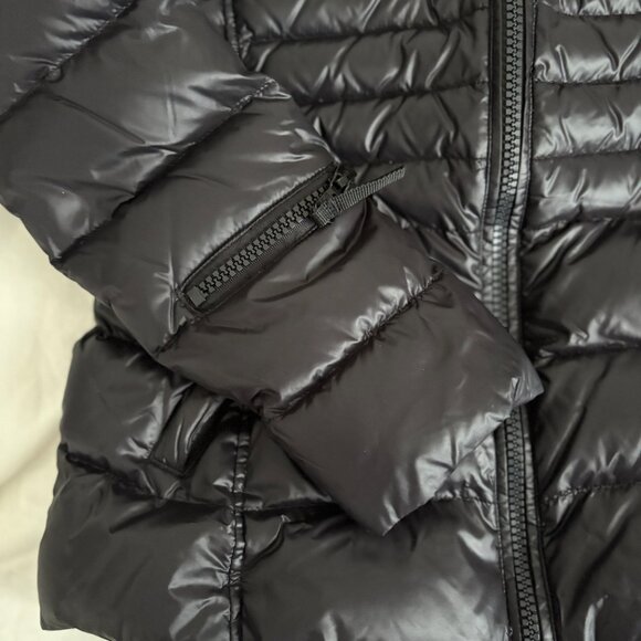 Andrew Marc Down Jacket Black Shiny Moto Zippers Puffer 650 Fill Size Small - Picture 11 of 13